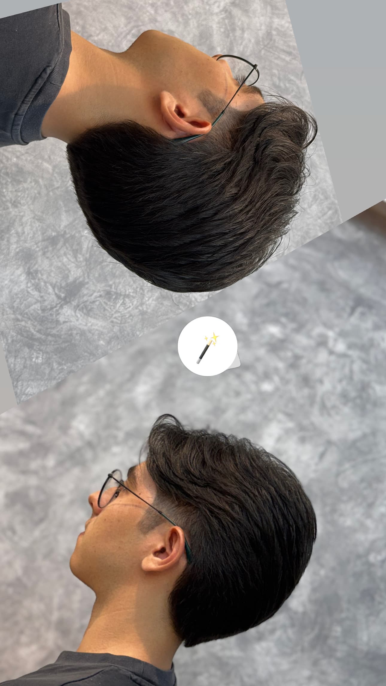 Antes y después de un corte de cabello en Cut Lab