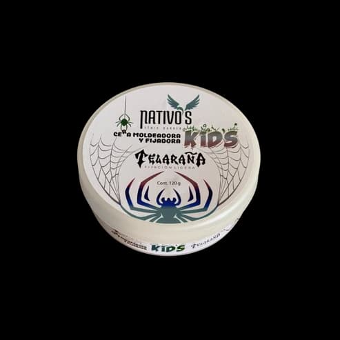 Tarro blanco de la cera Kids de Nativos con diseño de telaraña