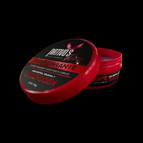 Tarro rojo de la cera vibrante Red's de Nativos con su cera a la vista